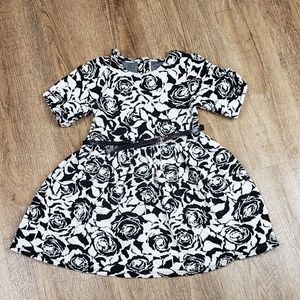 Crazy 8 Girls Black & White Floral Dress w/Belt 5T